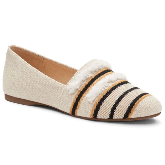 Nearly new BIRDIES Starling Flat In Natural Stripe Embroidery, Sz 8, $150 - Picture 1 of 7